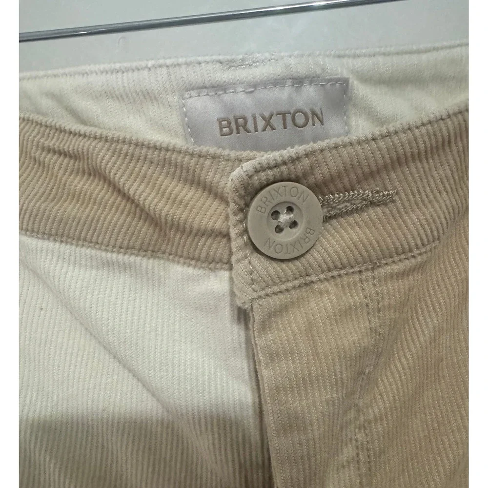 Brixton Two Tone Corduroy Pants Mens 29 Tan Cream Split Color Straight Leg